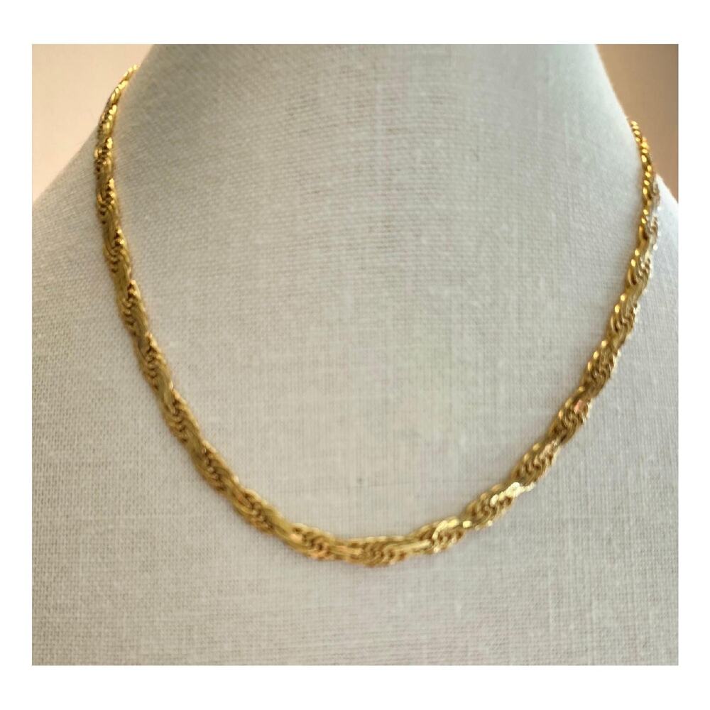 Trifari Gold Tone Chain Choker Necklace, 1960s, 17" Long